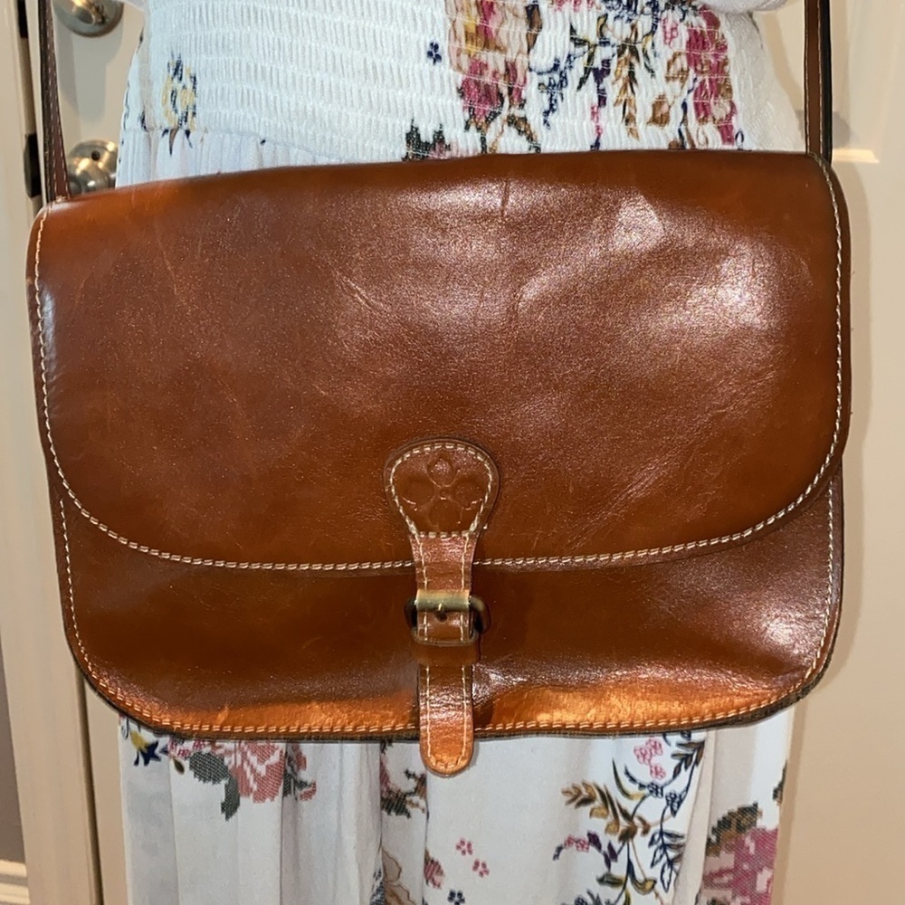 Patricia Nash Flap front Lison Saddle Leather crossbody bag